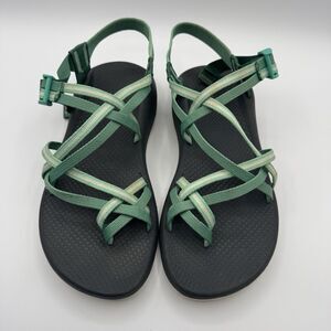 Chaco ZX2 Classic Sandals Womens 10 Green Gray Hiking Toe Loop GUC